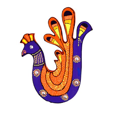 Handcrafted Folk Peacock Wooden Fridge Magnet Kitchen Decor